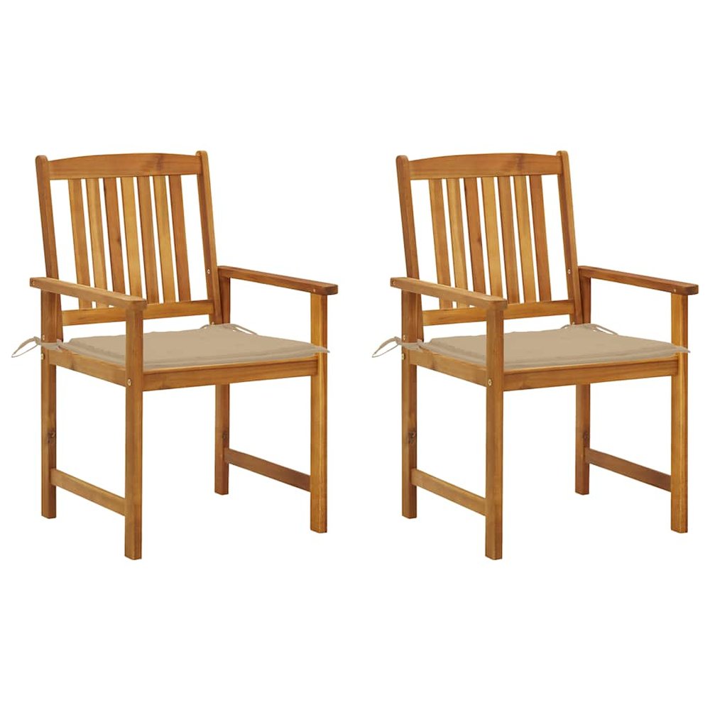 vidaXL Garden Chair Set of 2 Beige and Natural Wood