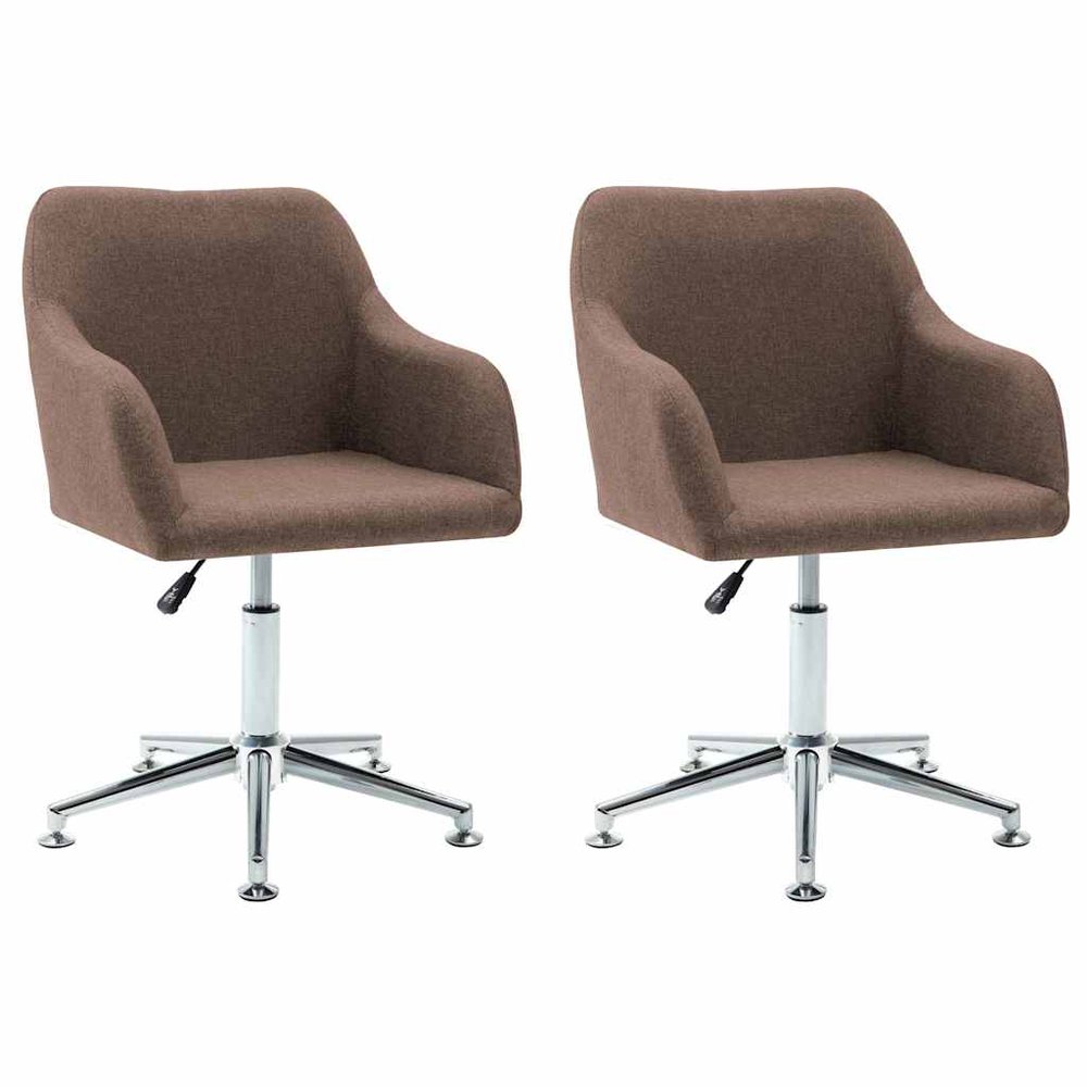 vidaXL Dining Chair Set of 2 Brown Fabric Medium Height-Adjustable