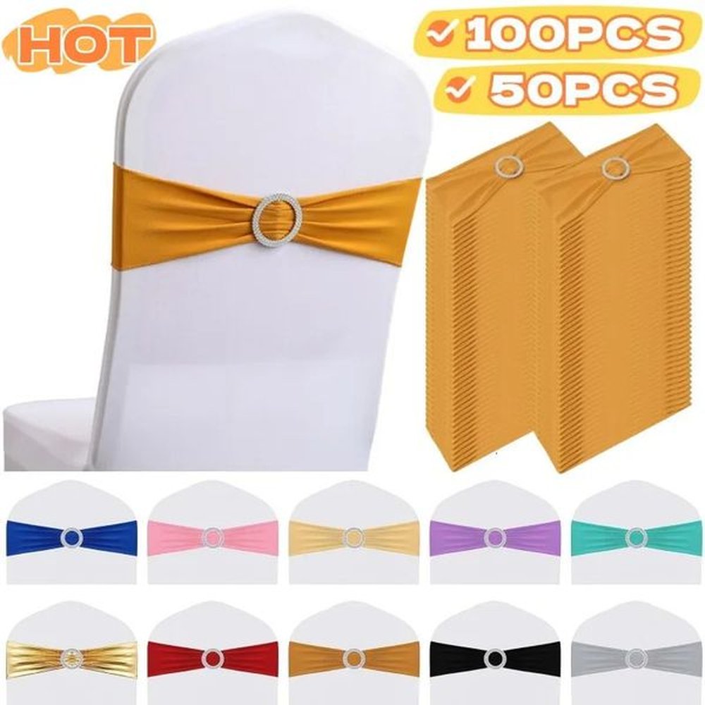 Party Stretch Chair Sashes Bands with Buckles Chair Sashes Bows for Wedding Banquet Birthday Decoration Ceremony Event Reception 250210