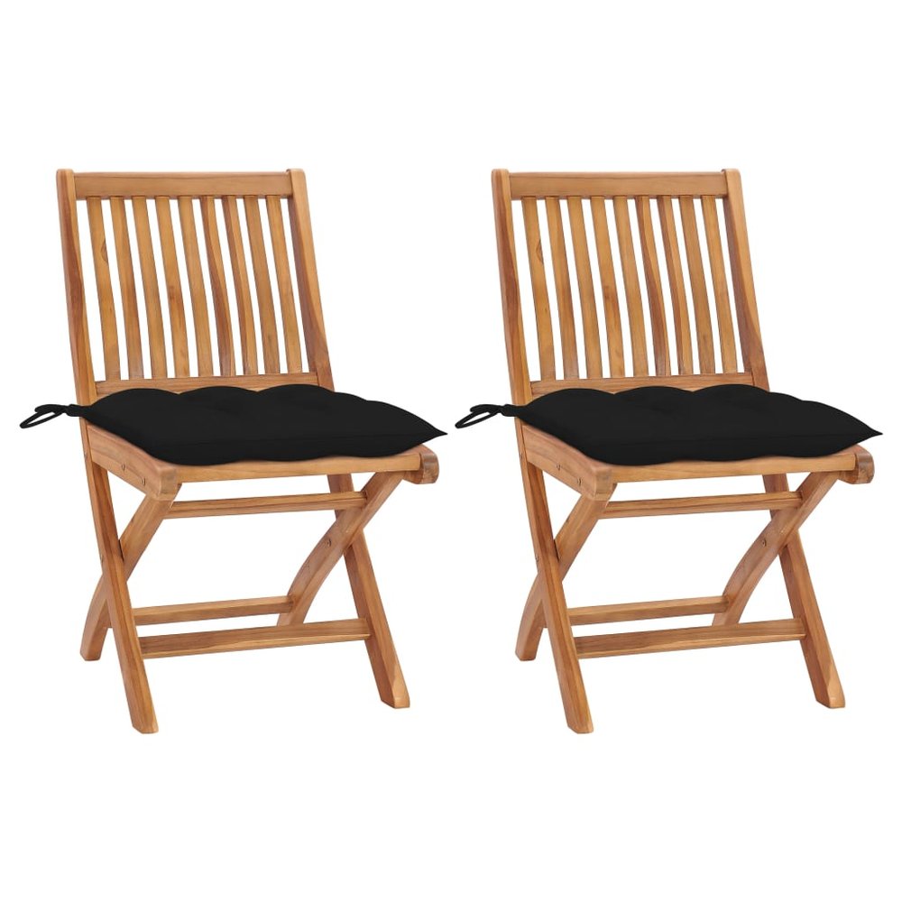 vidaXL Patio Chair Set of 2 Teak Wood Solid Teak Wood Standard