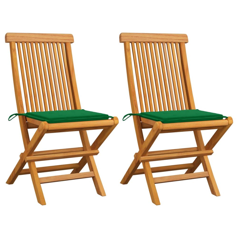 vidaXL Patio Chair Set of 2 Natural Teak wood Standard Foldable