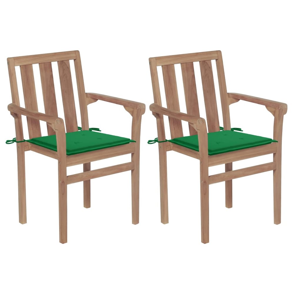 vidaXL Patio Chair Set of 2 Natural Teak Fine sanded teak hardwood