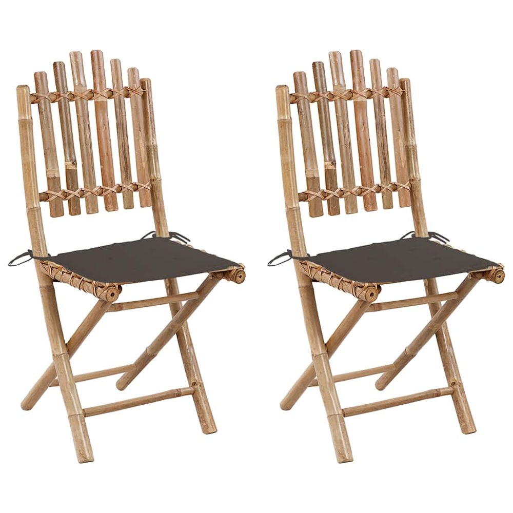 vidaXL Patio Chair Set of 2 Taupe Bamboo Medium Foldable