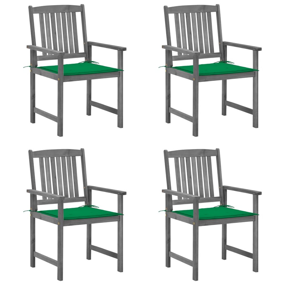 vidaXL Patio Chair Set of 4 Gray Solid Acacia wood Standard Durable