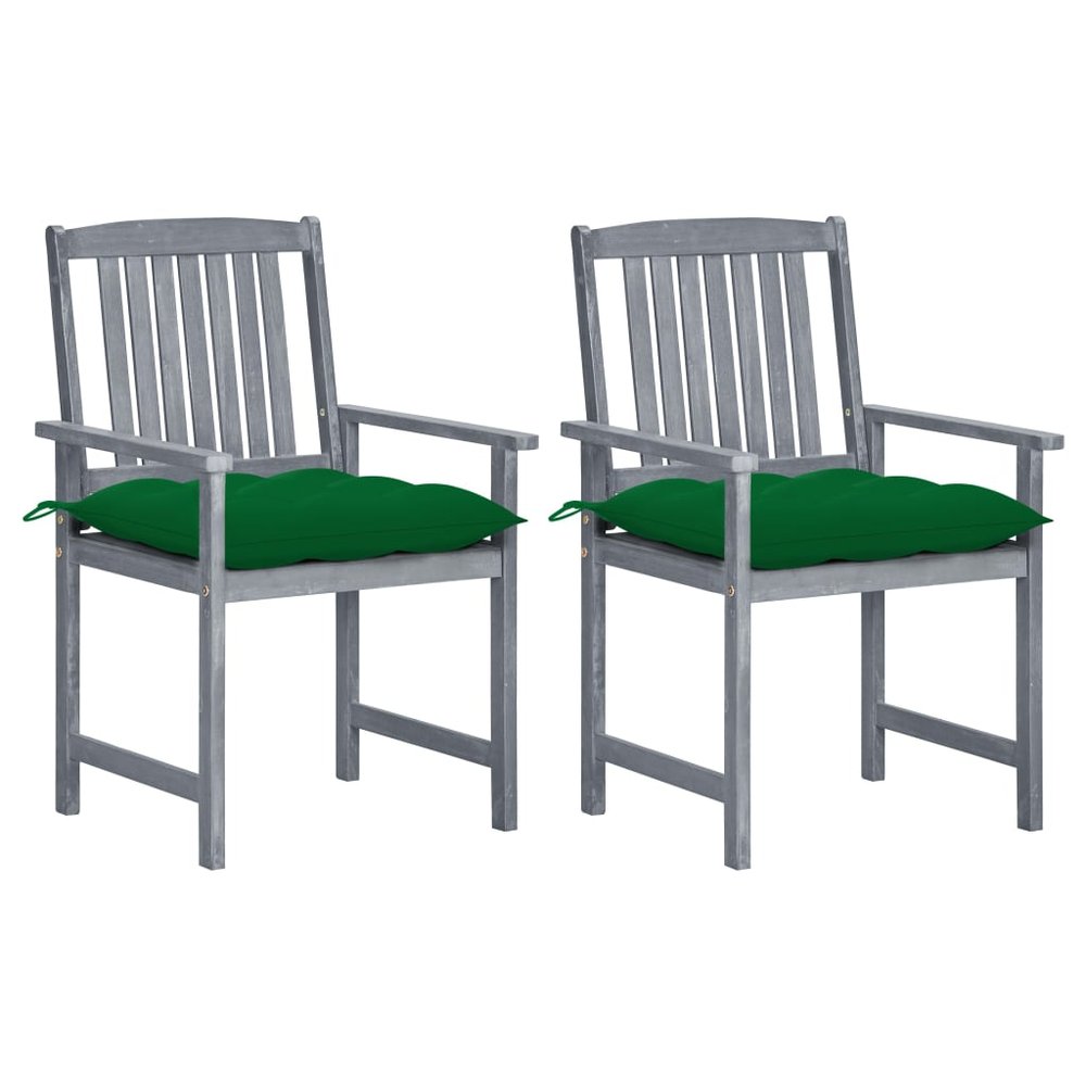 vidaXL Patio Chair Set of 2 Gray Solid acacia wood Standard Durable