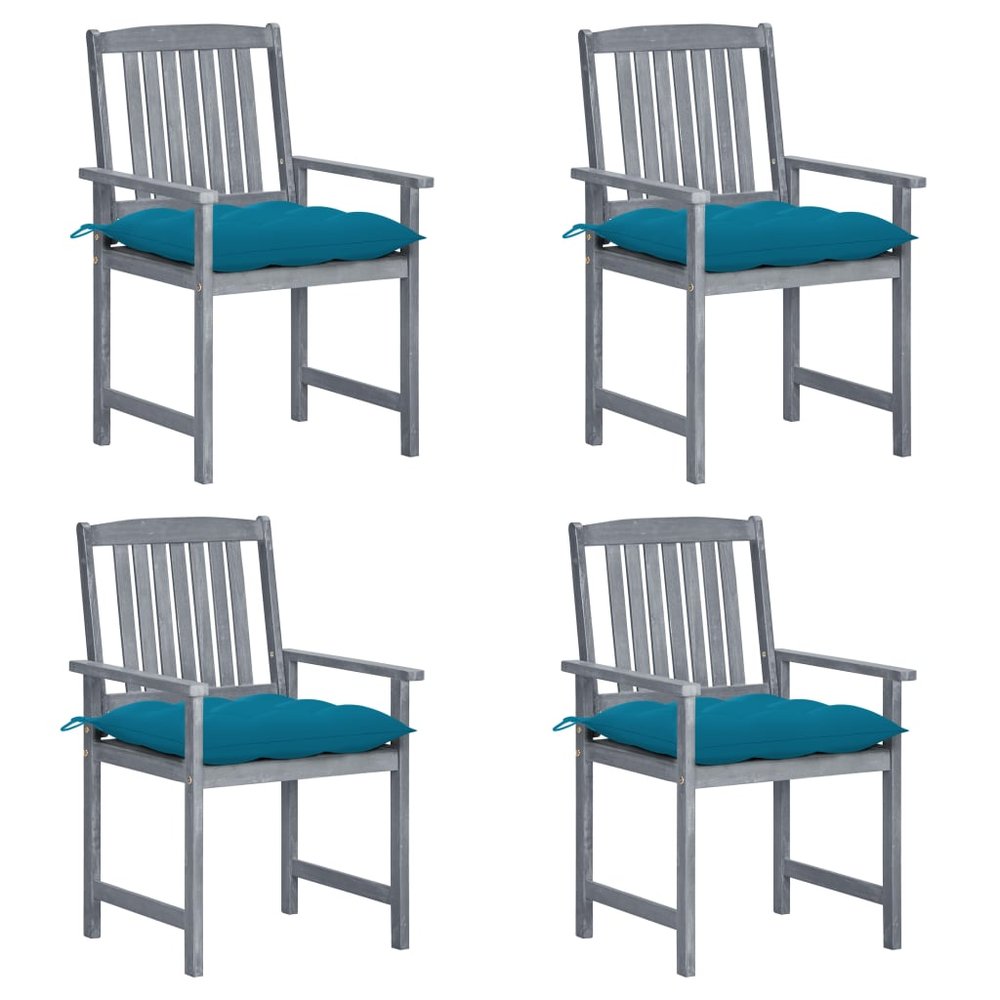 vidaXL Patio Chair Set of 4 Gray Solid acacia wood Standard Durable