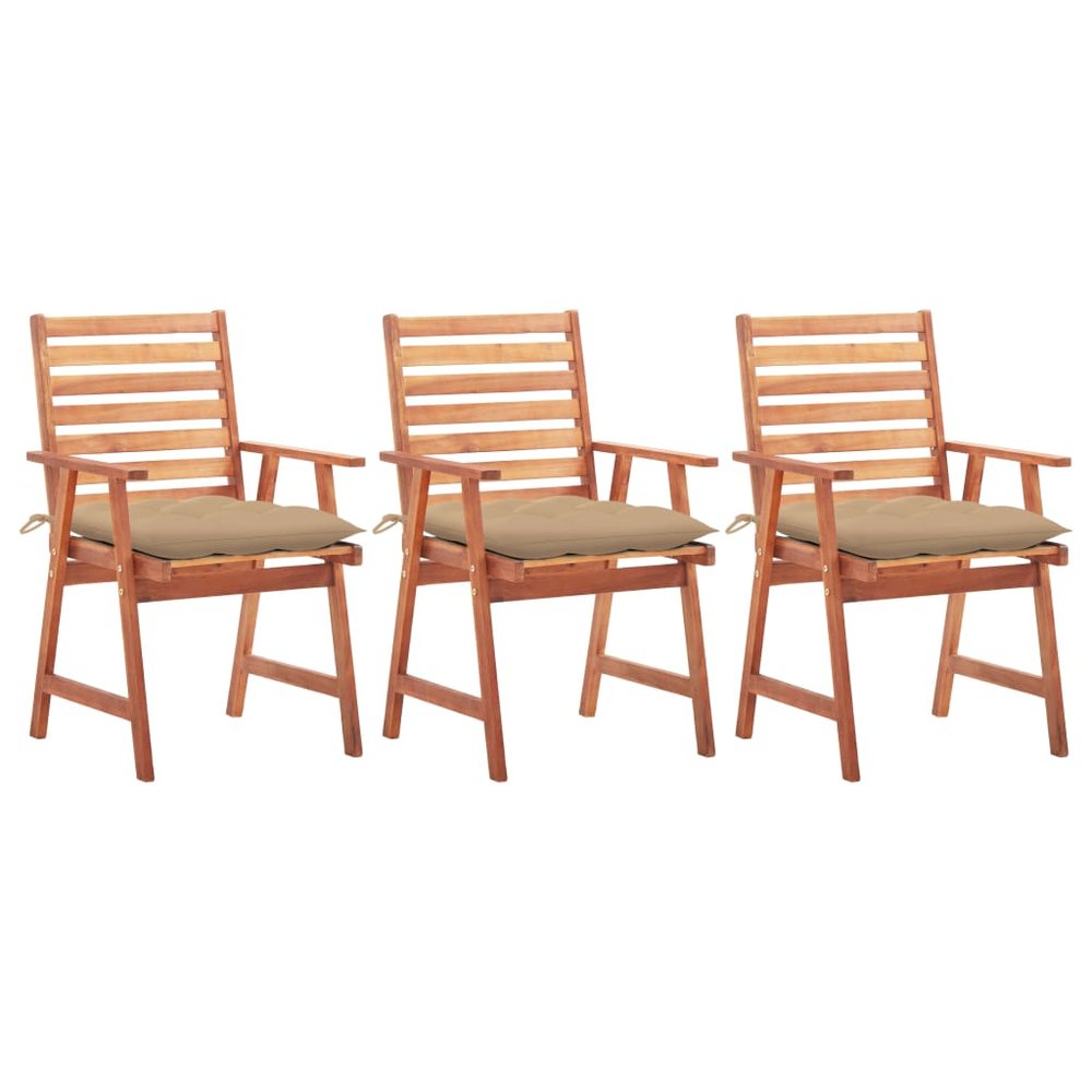 vidaXL Patio Chair Set of 3 Natural wood brown Solid acacia wood Medium