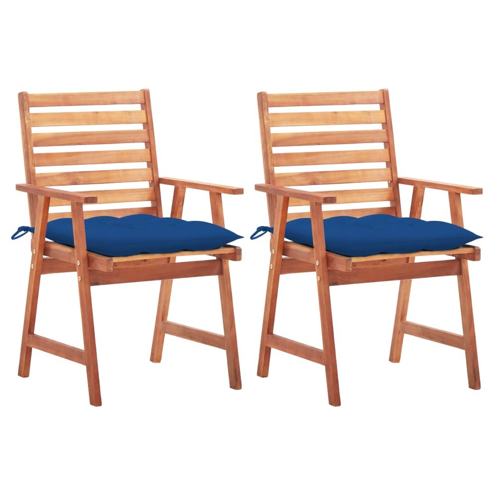 vidaXL Patio Chair Set of 2 Royal blue Solid Acacia Wood Standard