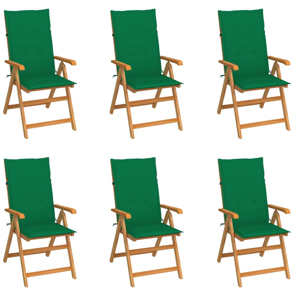 vidaXL Patio Chair Set of 6 Teak Solid Teak Wood Standard Foldable