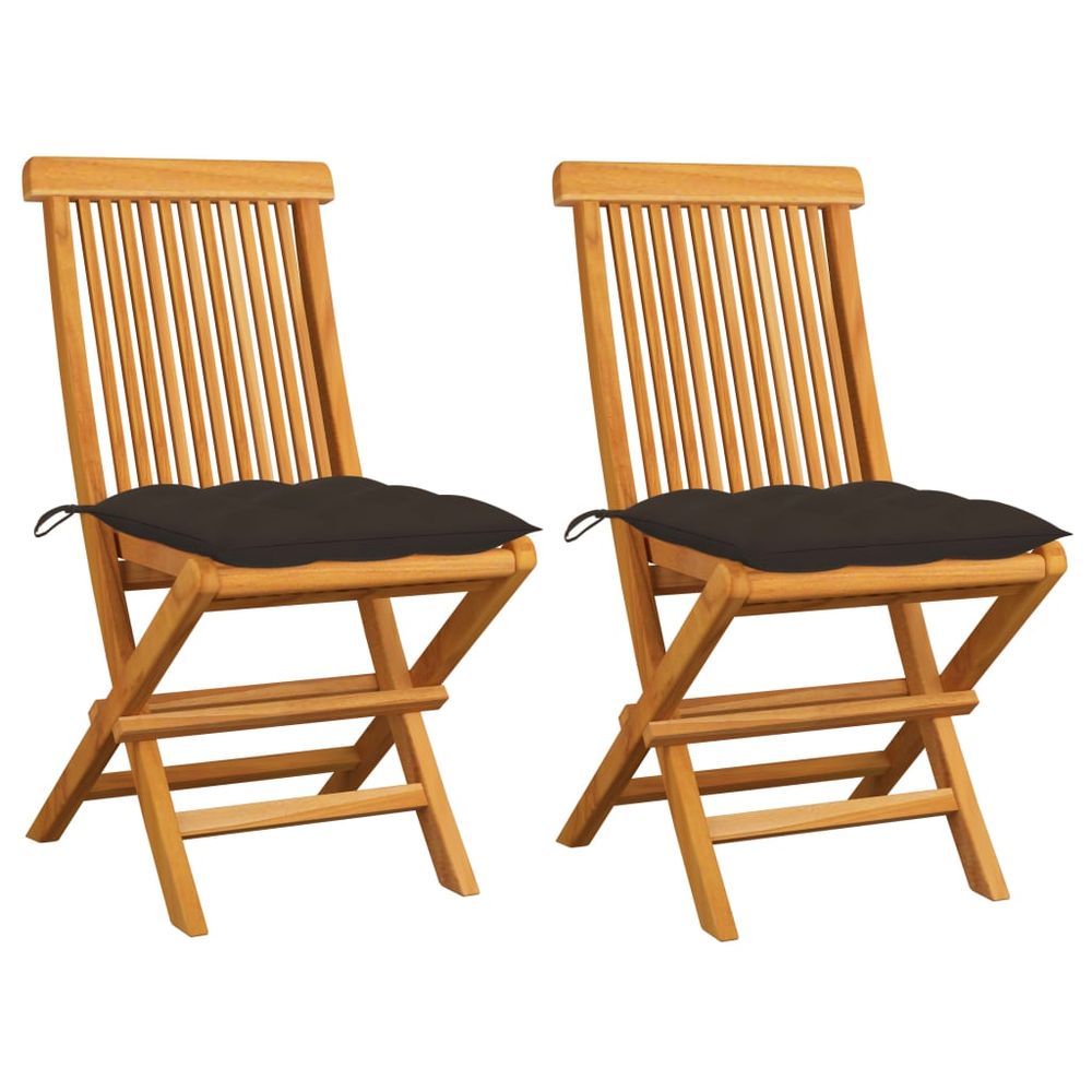 vidaXL Patio Chair Set of 2 Taupe Teak wood Medium Foldable