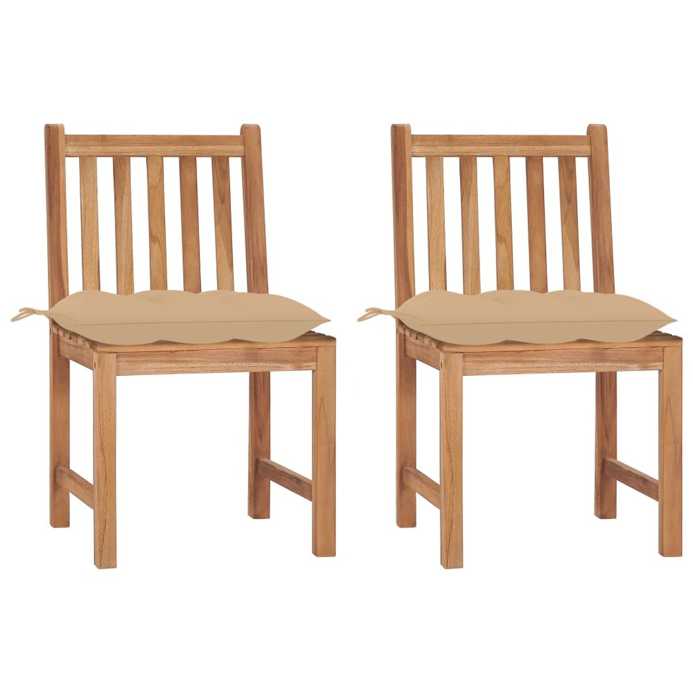 vidaXL Patio Chair Set of 2 Warm finish Solid Teak Wood Standard