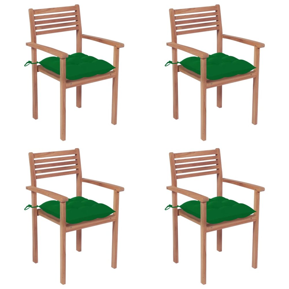 vidaXL Patio Chair Set of 4 Teak Wood Fine sanded teak wood Medium