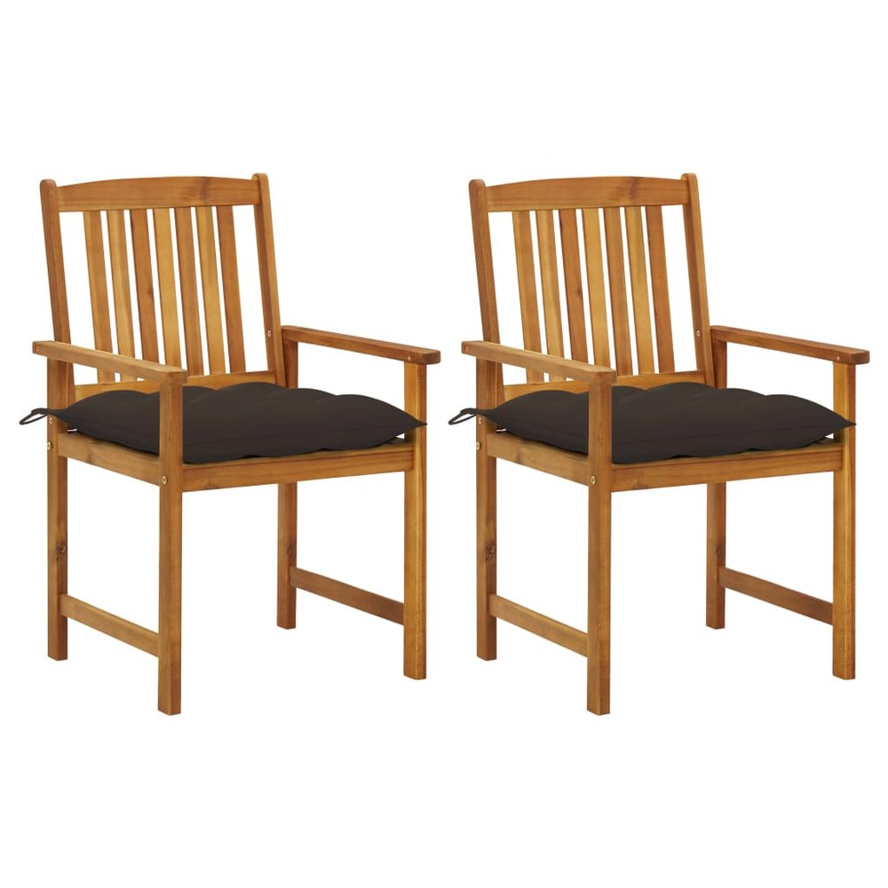 vidaXL Patio Chair Set of 2 Natural Wood Solid Acacia Wood Standard