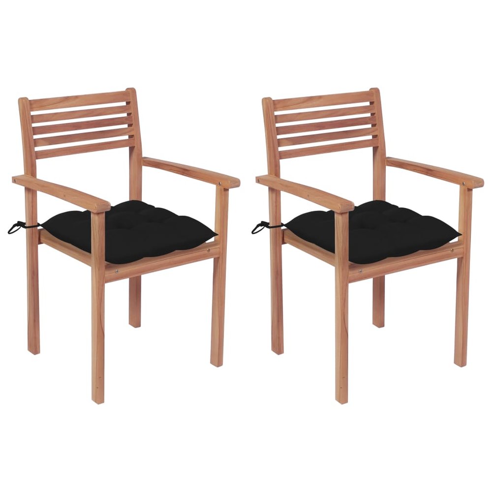 vidaXL Patio Chair Set of 2 Natural Teak Solid Teak Wood Standard