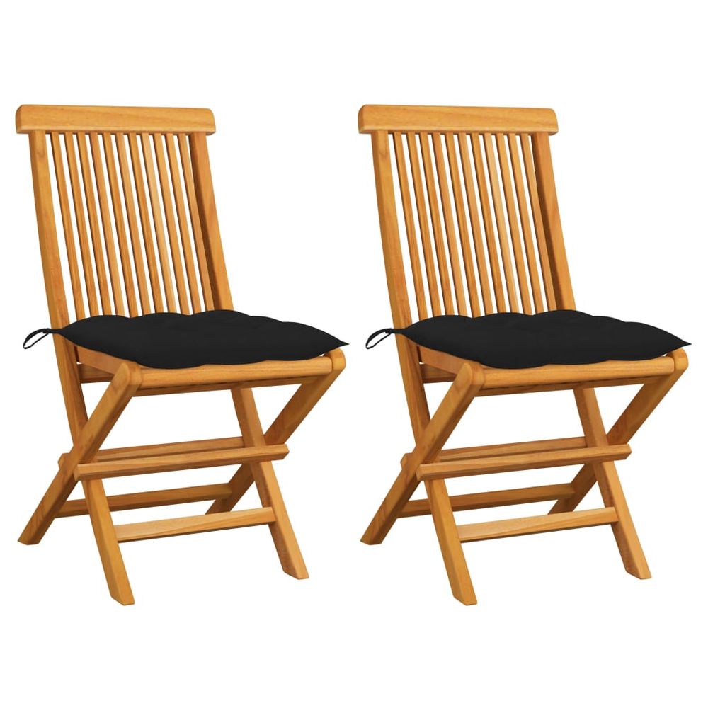 vidaXL Patio Chair Set of 2 Natural Teak Teak Wood, Polyester Medium