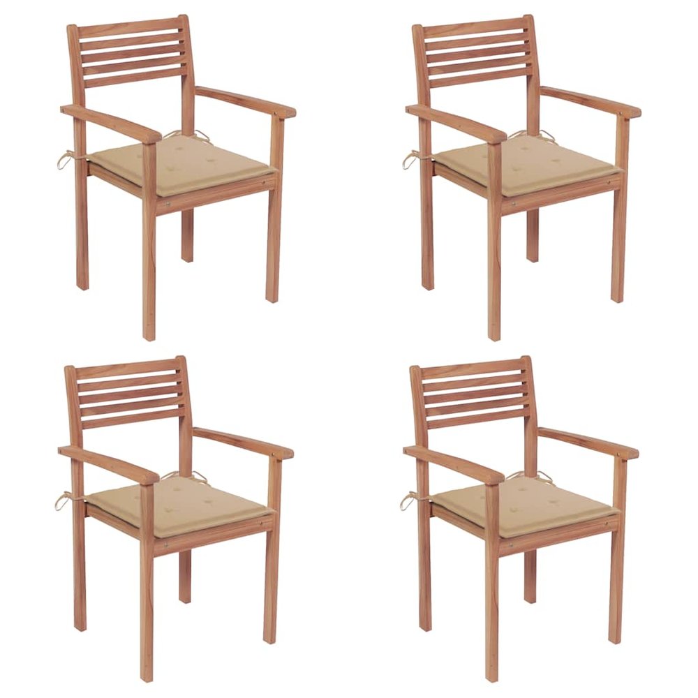 vidaXL Patio Chair Set of 4 Stackable Patio Chair Rectangular