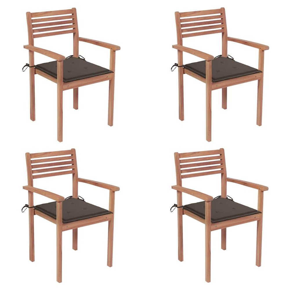 vidaXL Patio Chair Set of 4 Teak Teak wood with polyester cushions