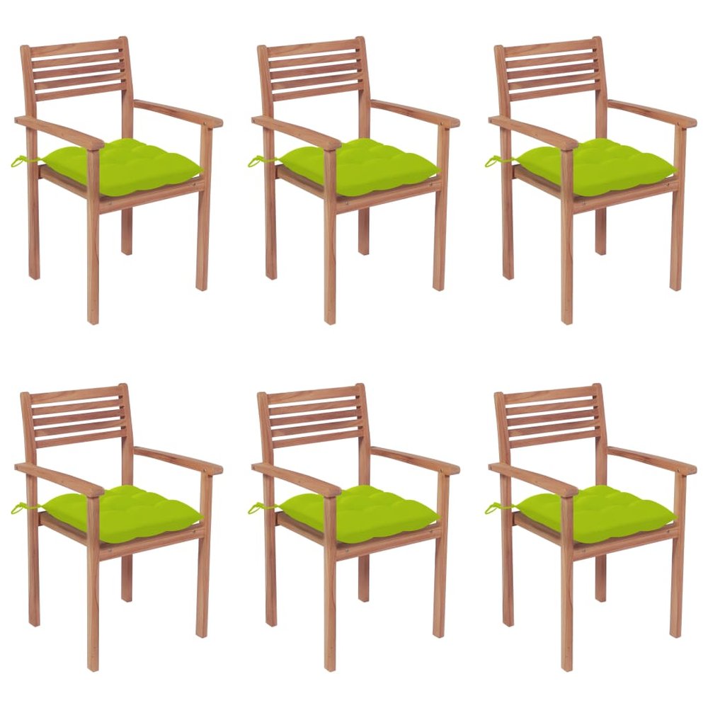 vidaXL Patio Chair Set of 6 Bright green cushions