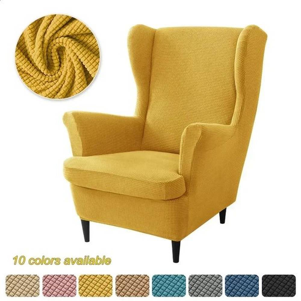 1PC Polar Fleece Wing Chair Cover High Back Armchair Covers Non Slip Sofa Slipcovers with Seat Cushion Cover Ottoman Covers 250110