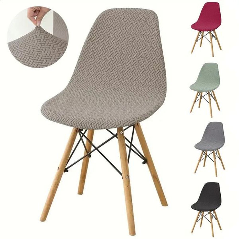 1Pc Jacqaurd Shell Chair Cover Stretch Dining Chair Slipcovers Solid Color Elastic Armless Seat Case Wedding el Banquet 250110