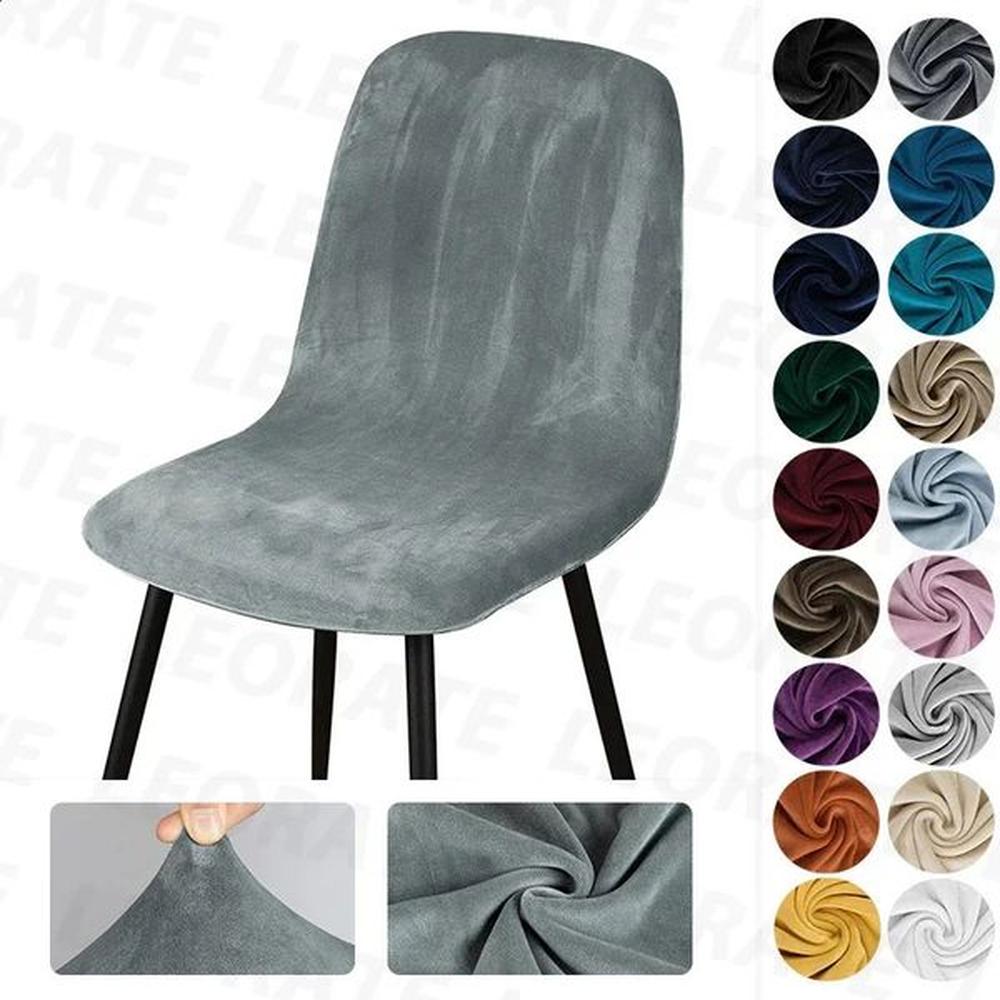 1pc Velvet Short Back Chair Cover Stretch Slipcovers Elastic Seat Shell Chair Covers Dining Room Bar Office Party Banquate 250110
