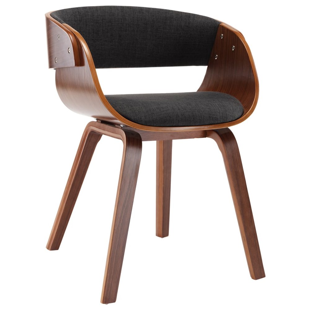 vidaXL Dining Chair Grey and Dark Brown Polyester and Bentwood Standard