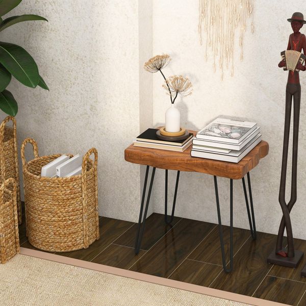 Rectangular reclaimed teak end table from Indonesia