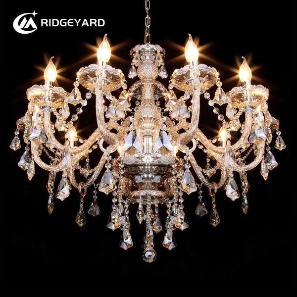 Ridgeyard 4/6/8/10/15 Arms Crystal Chandelier Pendant Lamp for Dining and Living Room LED Ceiling Light in Vintage Style