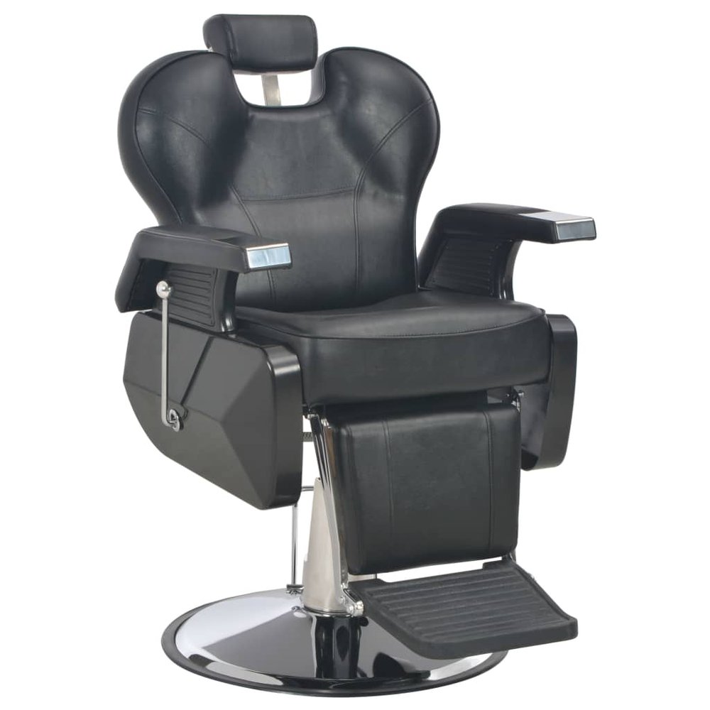 vidaXL Barber Chair Black Faux Leather, Metal, Foam Standard Rotatable