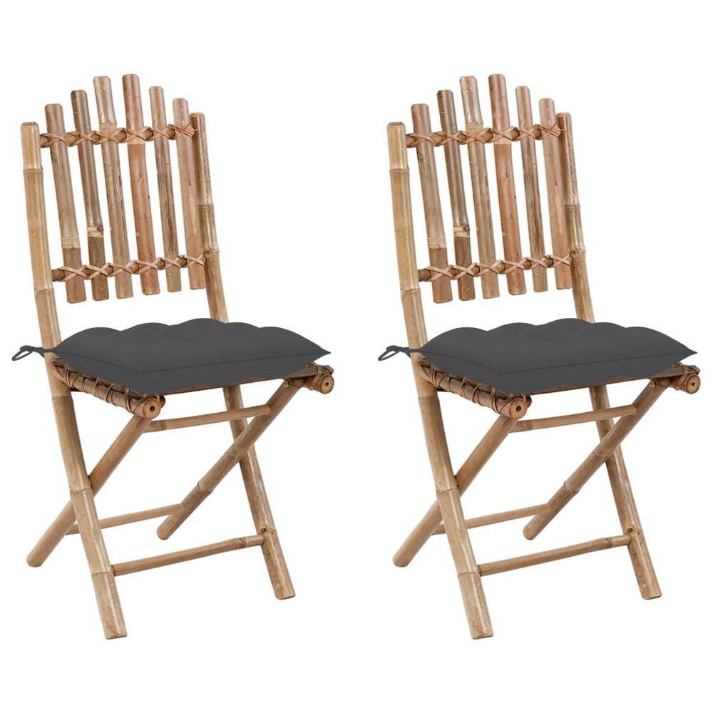 vidaXL Garden Chair Set of 2 Bamboo Standard Foldable Garden Chair