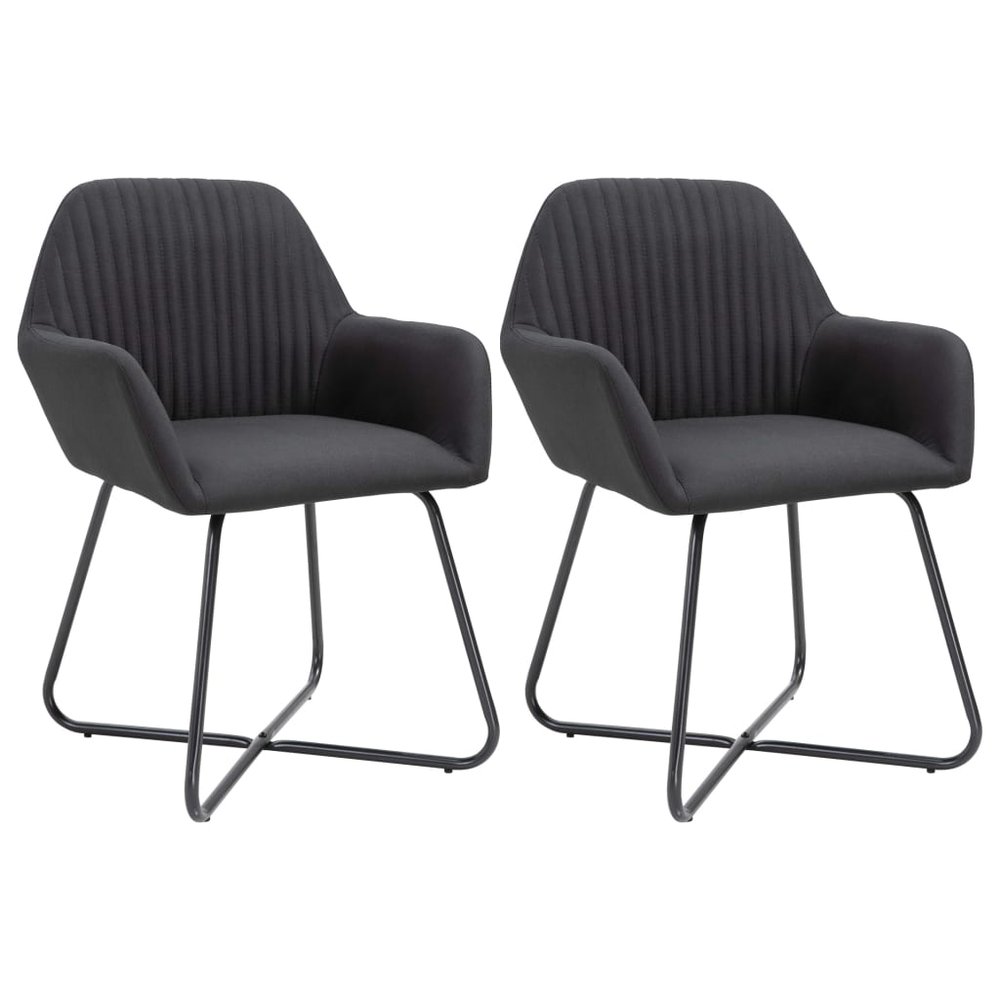 vidaXL Dining Chair Set of 2 Black Fabric and powder-coated steel