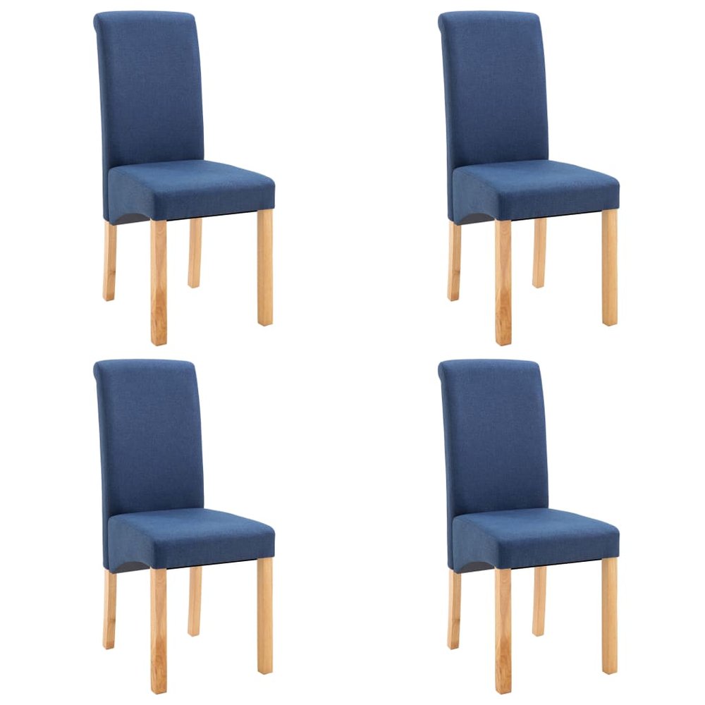 vidaXL Dining Chair Set of 4 Blue Fabric and wood Medium Ergonomic