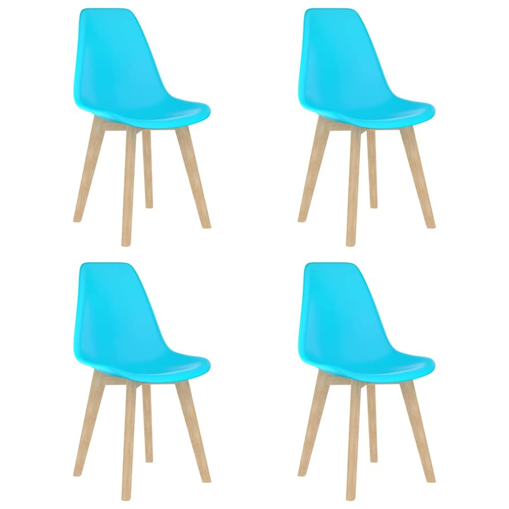 vidaXL Dining Chair Set of 4 Blue Polypropylene, Beechwood 0 Ergonomic