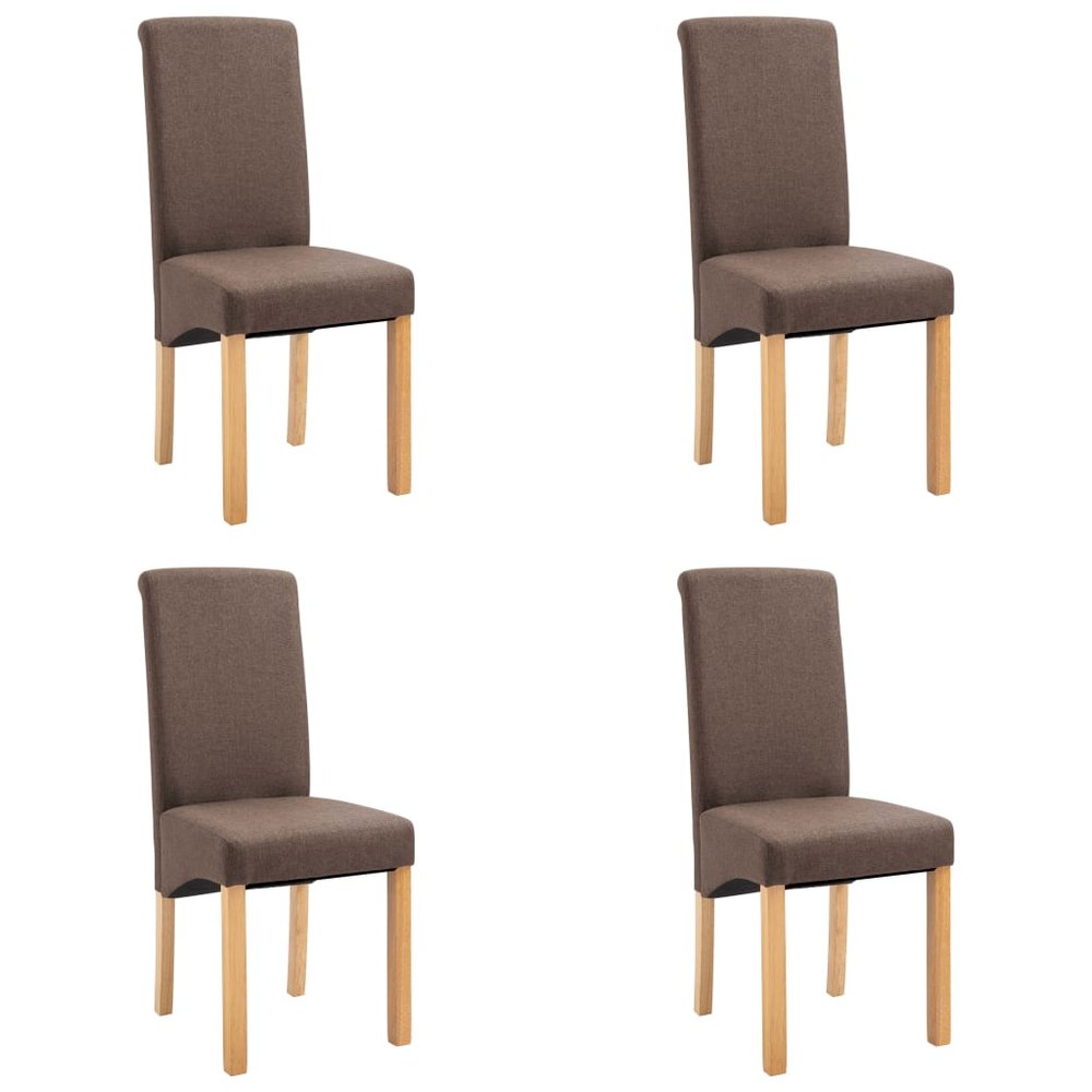 vidaXL Dining Chair Set of 4 Brown Fabric and wood Standard Ergonomic