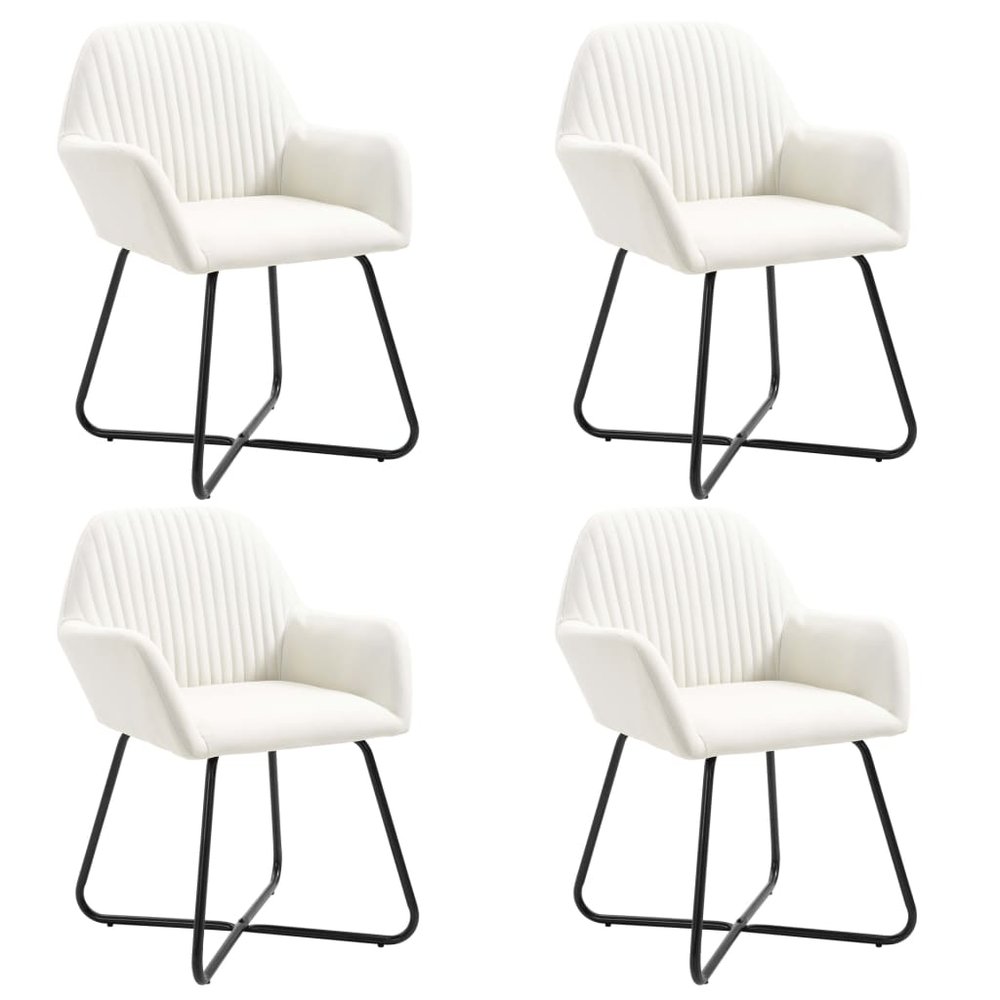vidaXL Dining Chair Set of 4 Cream Fabric Standard Ergonomic