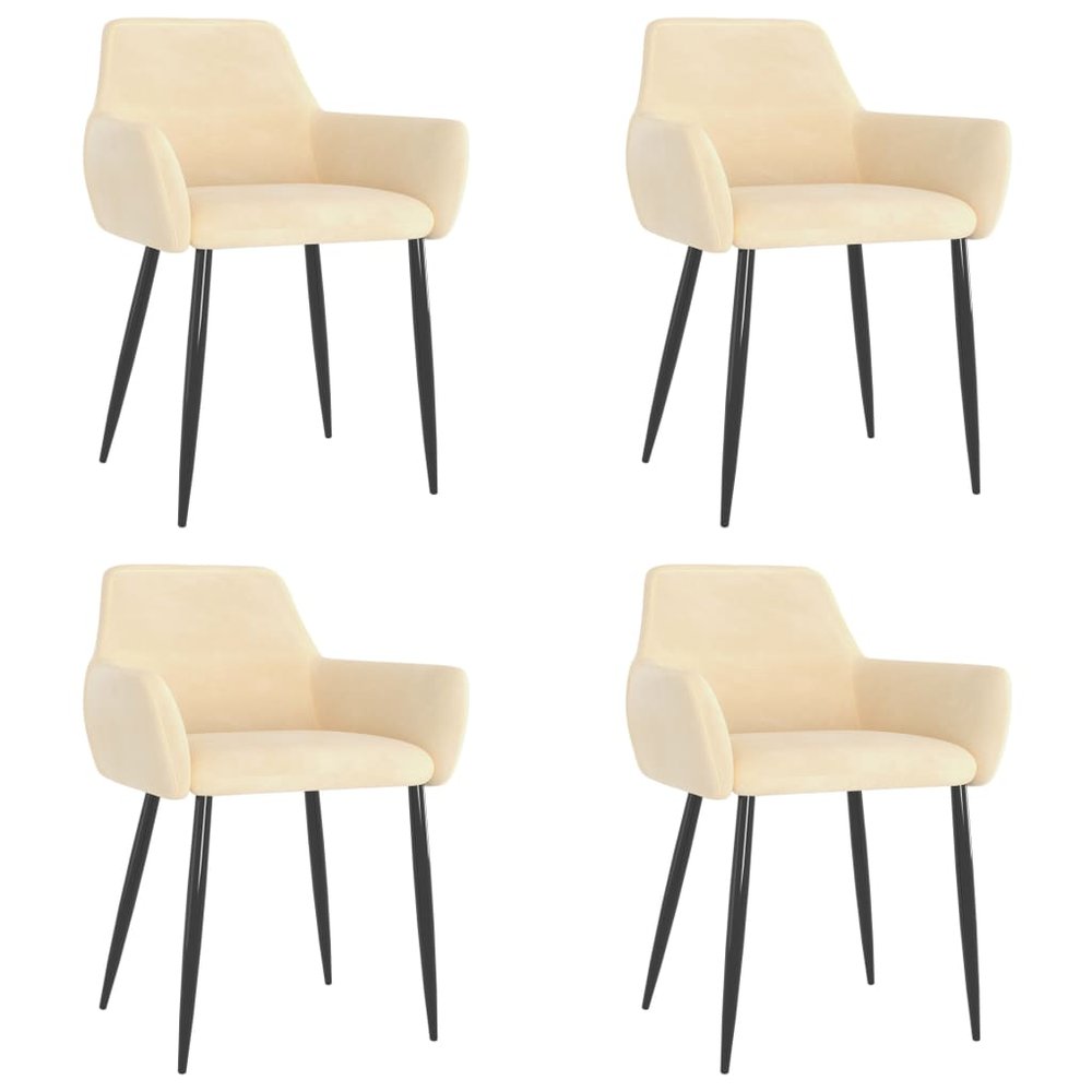 vidaXL Chair Set of 4 Cream Velvet (100% polyester), metal Standard
