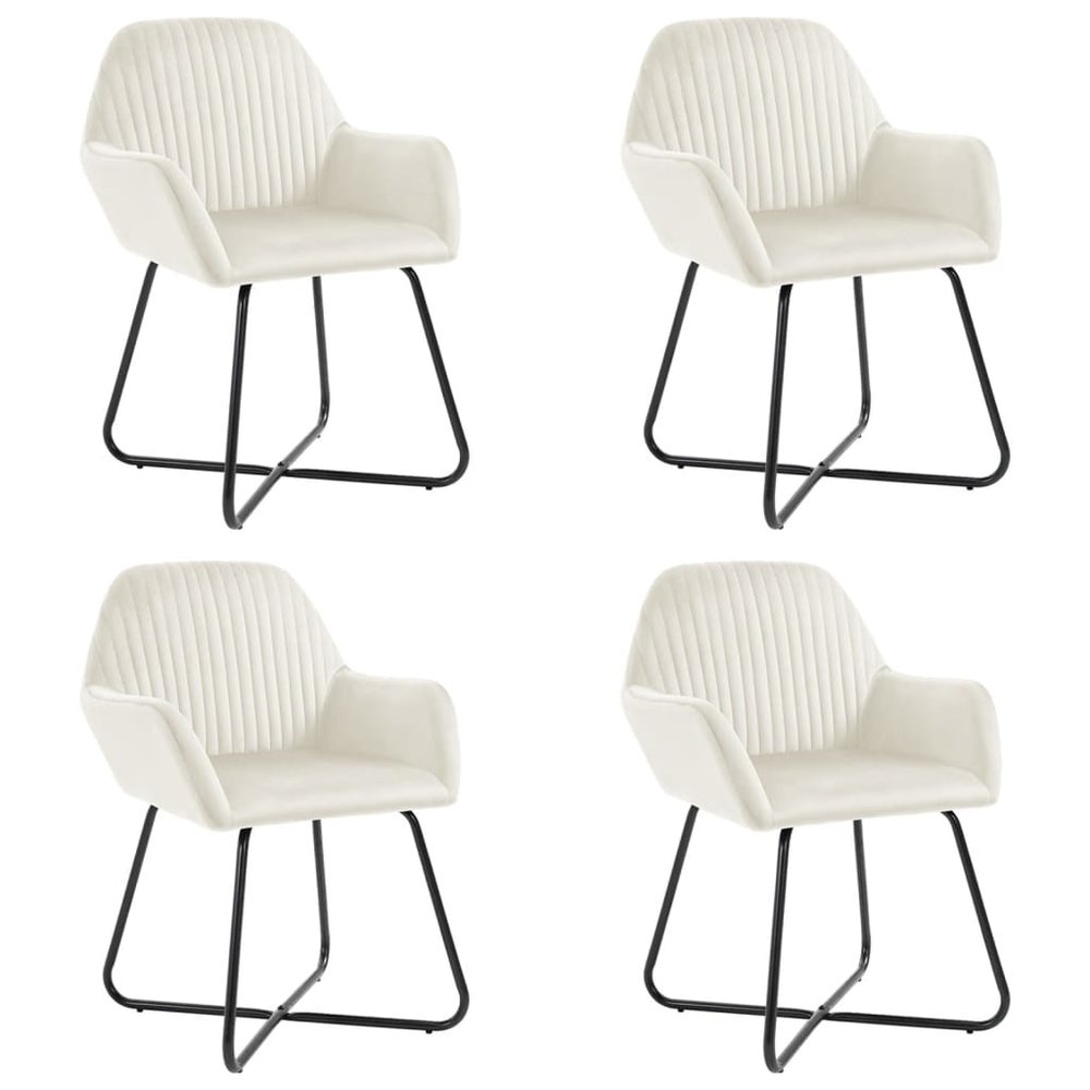 vidaXL Dining Chair Set of 4 Cream Velvet Standard Ergonomic