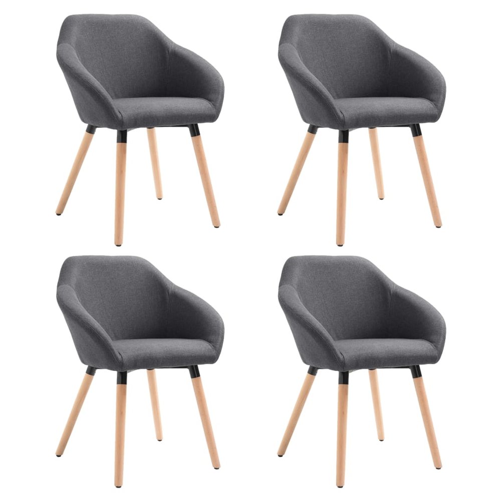vidaXL Dining Chair Set of 4 Dark Gray Polyester and solid wood Medium