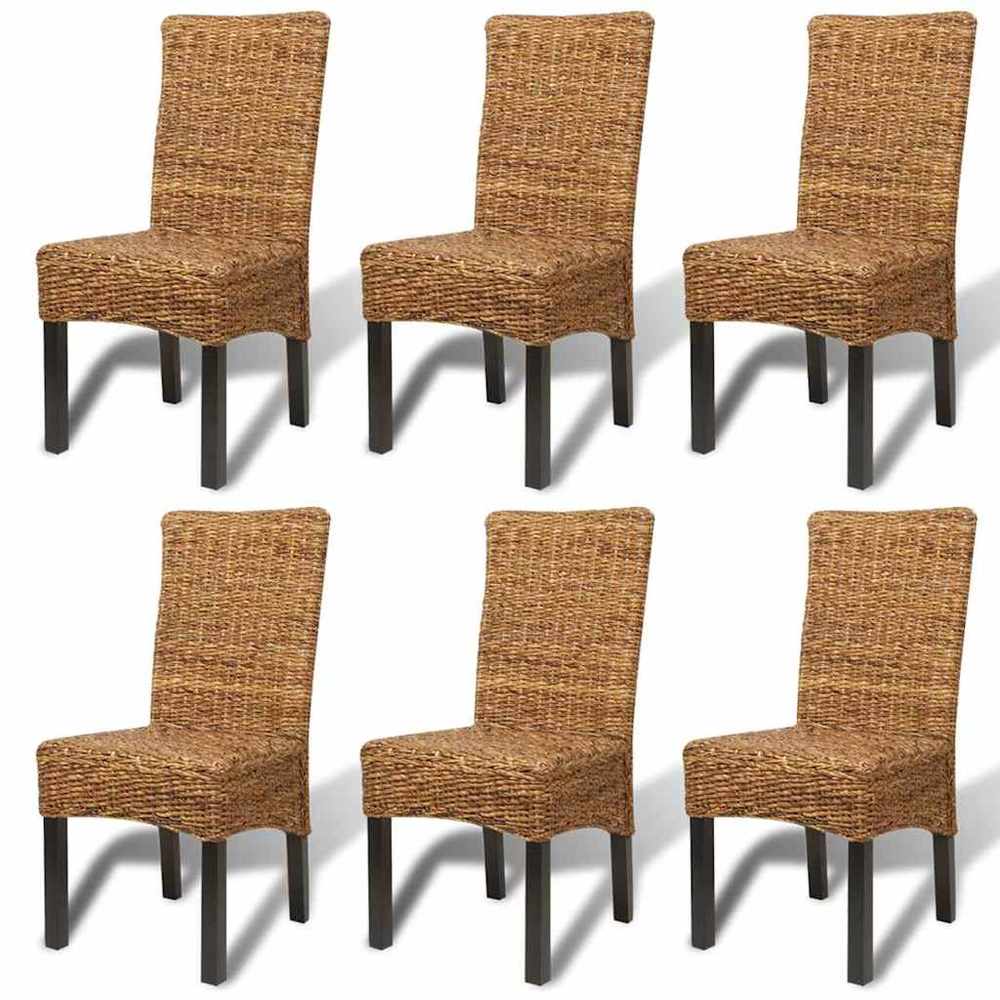 vidaXL Dining Chairs 6 pcs Abaca and Solid Mango Wood