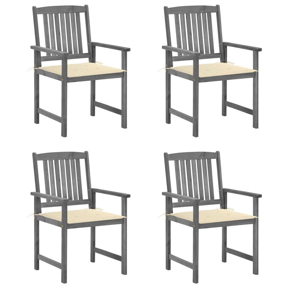 vidaXL Garden Chair Set of 4 Grey Solid Acacia wood Standard Durable