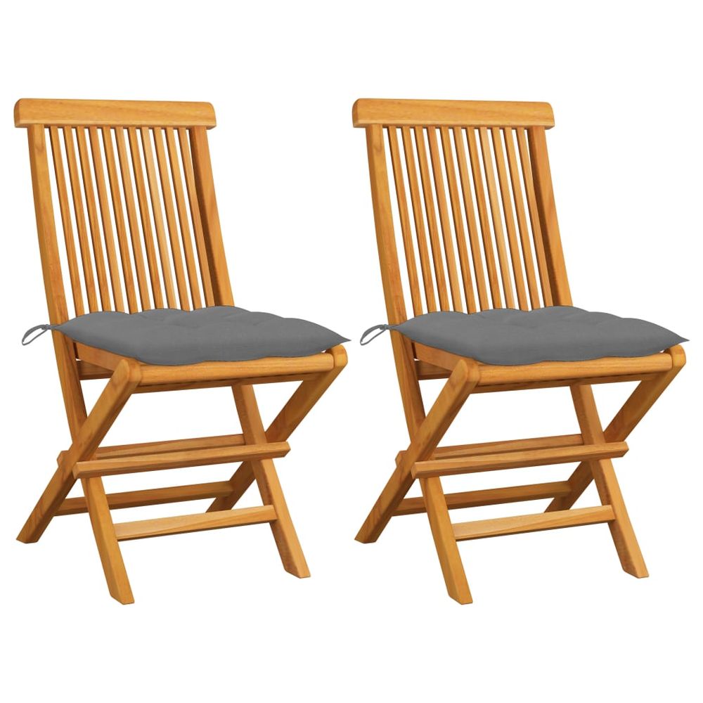 vidaXL Garden Chair Set of 2 Teak Solid Teak Wood Standard Foldable