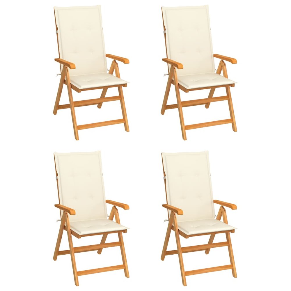 vidaXL Garden Chair Set of 4 Teak Wood Standard Foldable Garden Chair