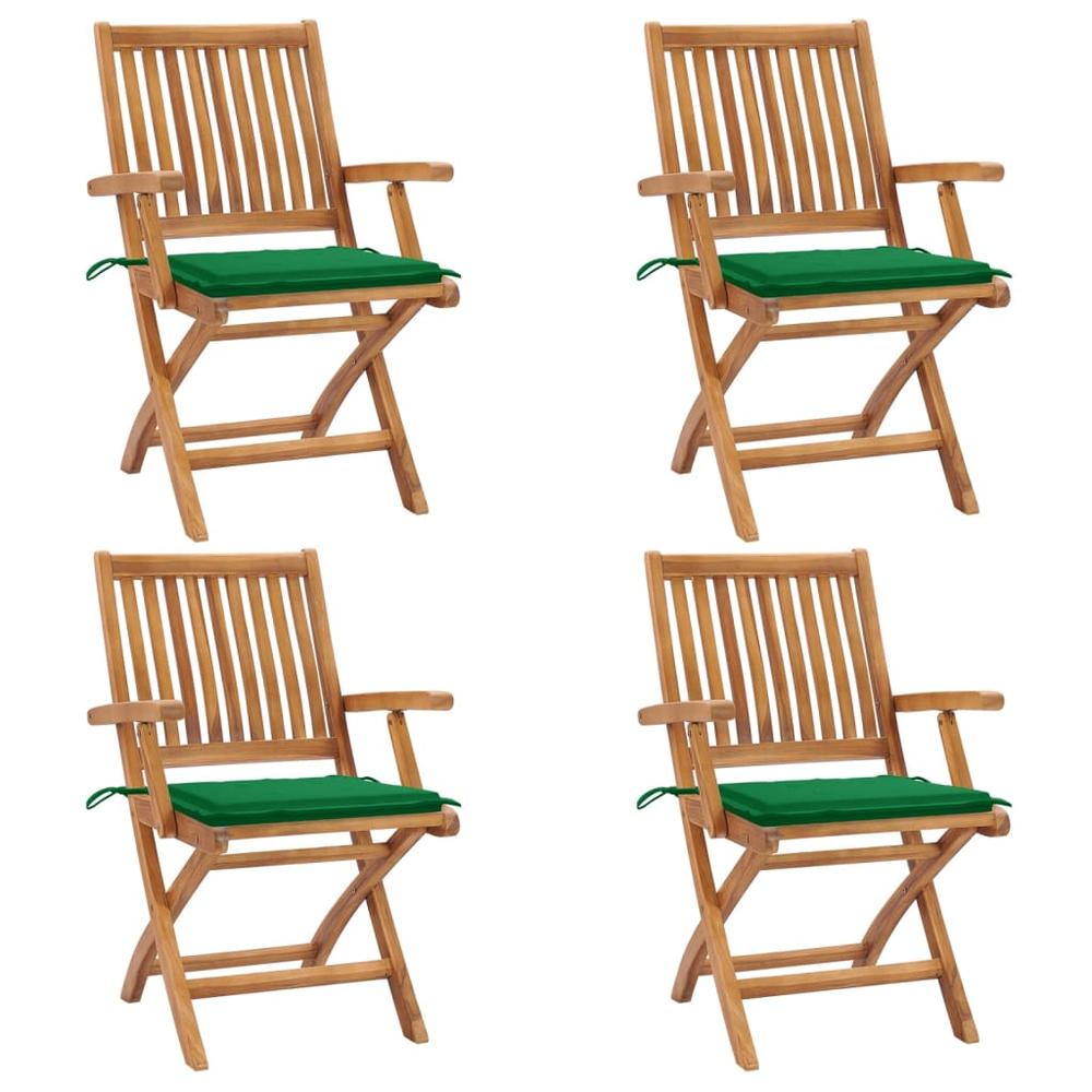 vidaXL Folding Patio Chairs with Cushions 4 pcs Solid Teak Wood