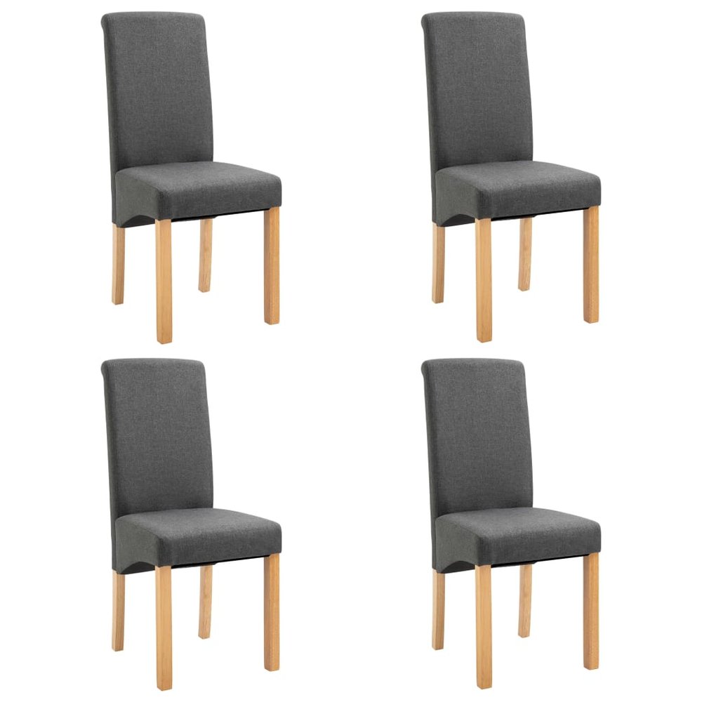 vidaXL Dining Chair Set of 4 Gray Fabric and wood
