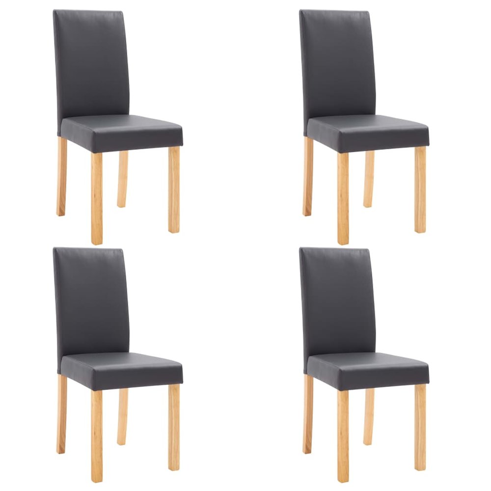 vidaXL Dining Chair Set of 4 Gray Faux leather and Wood Standard