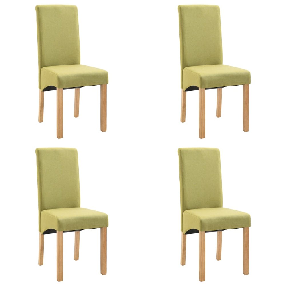 vidaXL Dining Chair Set of 4 Green Fabric and wood Standard Ergonomic