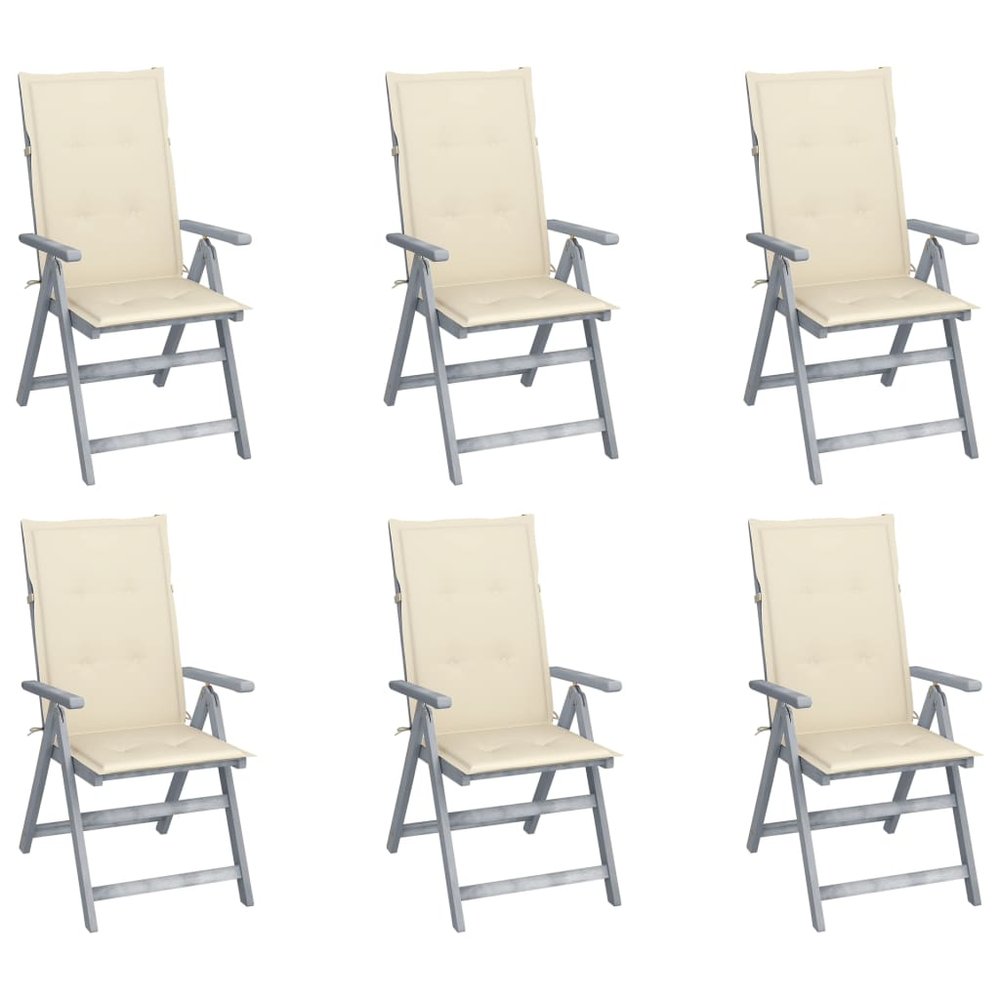 vidaXL Garden Chair Set of 6 Grey Solid Acacia wood Standard size