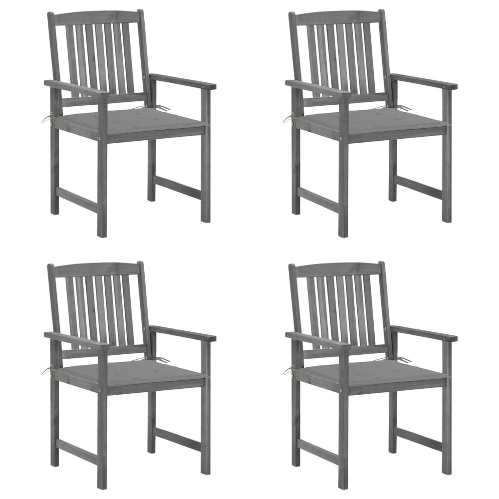 vidaXL Garden Chair Set of 4 Grey Solid Acacia wood Standard
