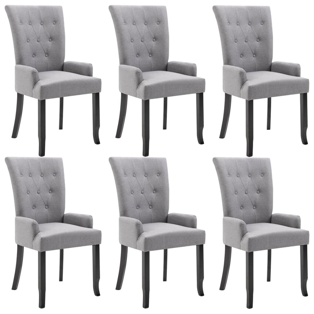 vidaXL Dining Chair Set of 6 Light Gray Polyester Standard Ergonomic