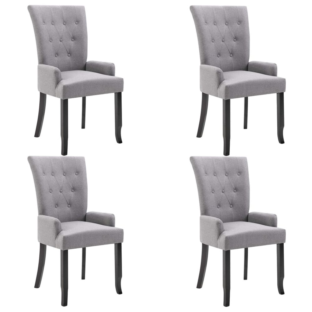 vidaXL Dining Chair Set of 4 Light grey Polyester Standard Ergonomic